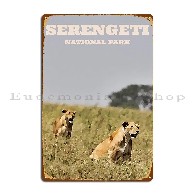 Lions In The Serengeti Tanzania Poster Metal Signs Printing Vintage Bar Club Pub Tin Sign Poster