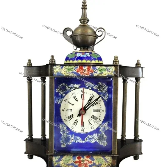 Antique clocks and watches collection antique mechanical watches pure copper European and American blue pattern seat clock home