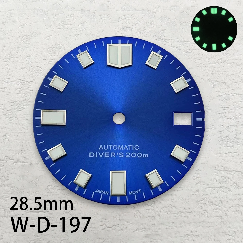 28.5mm S Logo Sunburst Dial Suitable For NH36/4R36 Japanese Movement Strong C3 Green Luminous Watch Modification Accessories