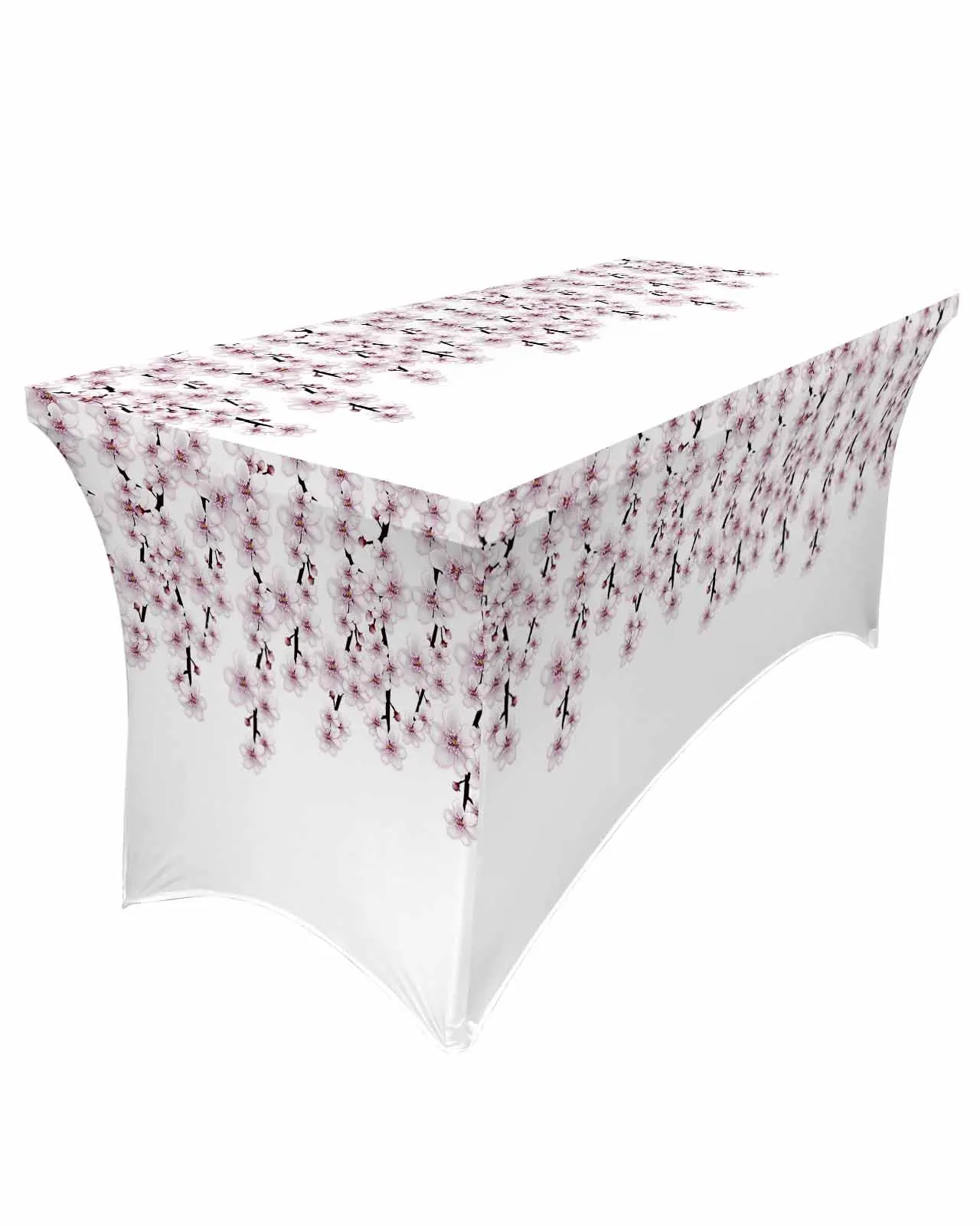 

Spring Cherry Blossom Branch Flower Rectangular Elastic Table Skirt Wedding Table Cover Kitchen Dining Table Tablecloth