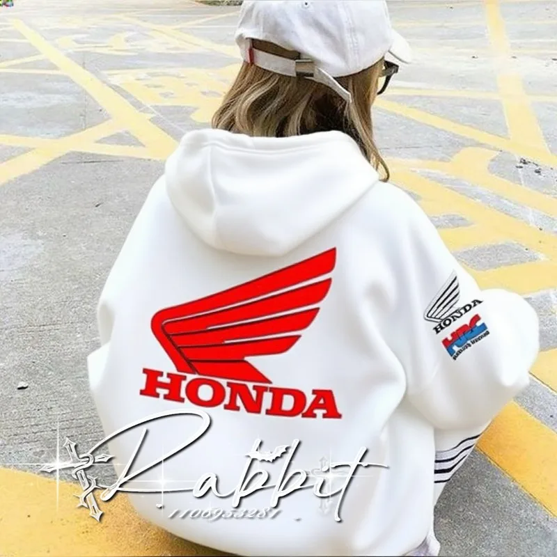 2025 جديد هوندا سباق المسار رايدر موضة الشارع الهيب هوب هوديي الرجال والنساء محايد دراجة نارية سباق معطف شتاء #2