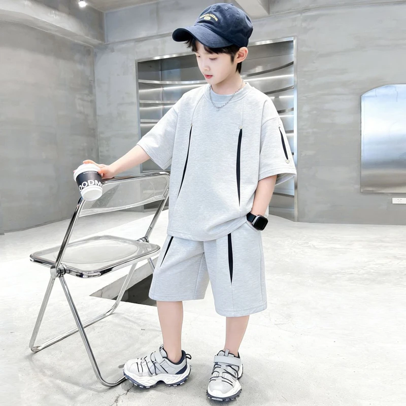 IYEAL Boys' Fashionable Casual Short Sleeved t-Shirt+Shorts 2-Piece Set New 2026 Children's Summer Sports Breathable Cool Set