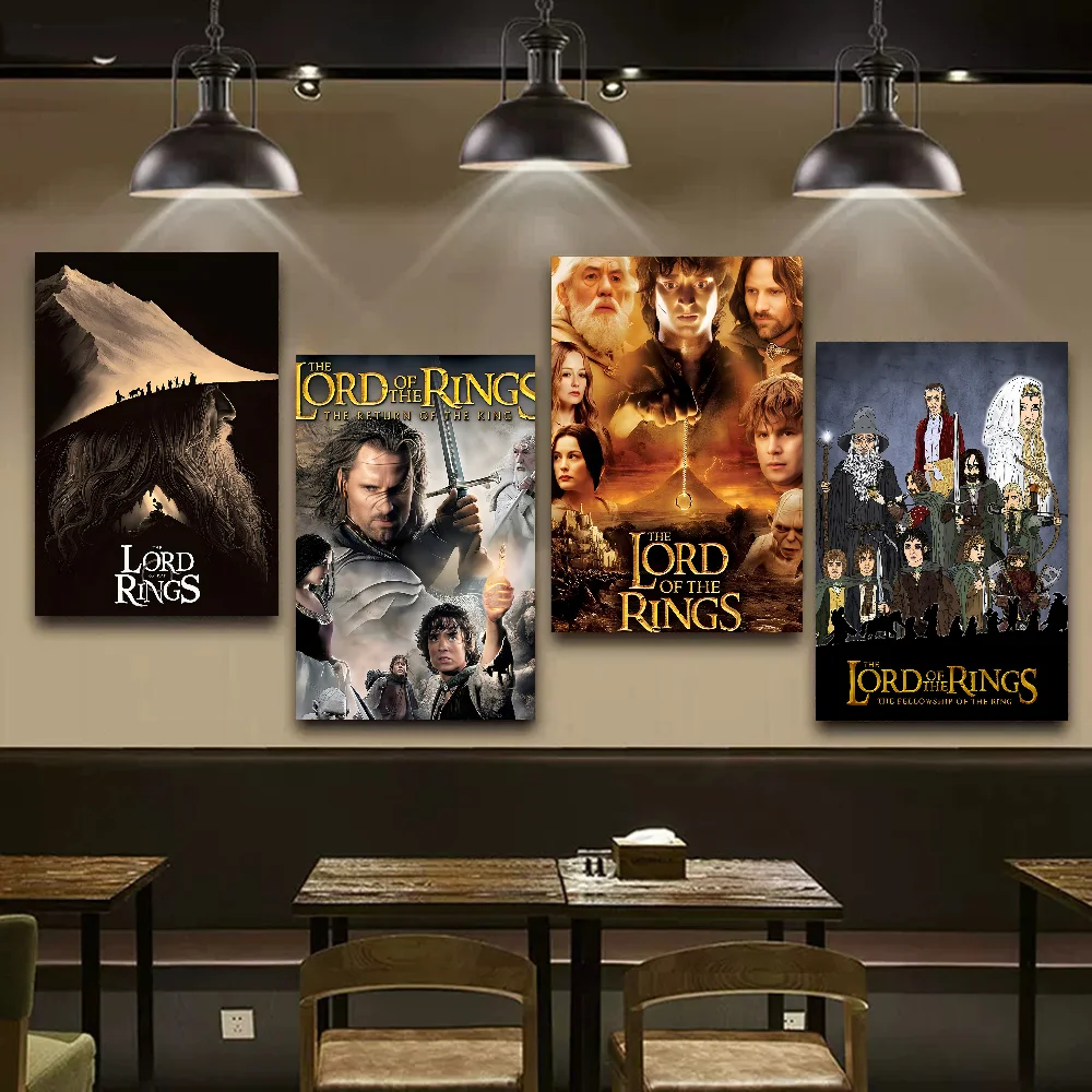 The L-Lords Of The R-Rings Movie Sticky Posters Retro Kraft Paper Sticker DIY Room Bar Cafe Aesthetic Art Wall Painting