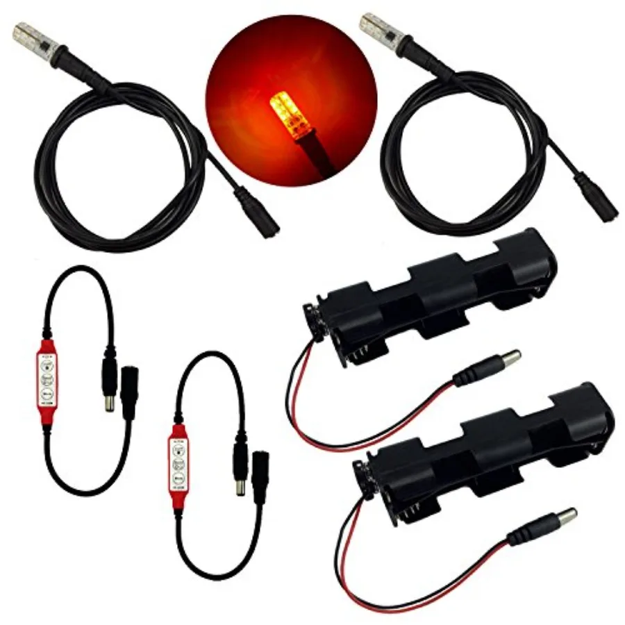 2 Kits fire Effects Ember Orange Flame Simulation LED Lights 1.5 Meter 59 inch Cable Length with Flicker Effects Control for Pr