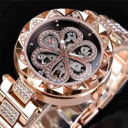 Ladies Mechanical Wrist Watch Automatic Movement Skeleton Fashion Ladies Mechanical Watch Steel Strap Women's Watch Waterproof