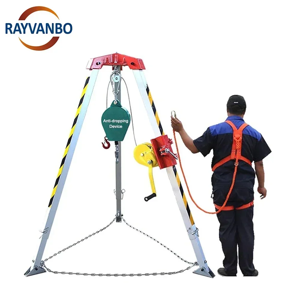 Confined Space 2600lbs 20m Lifting Aluminum Rescue Tripod Trepied De Sauvetage En Aluminium with Fall Arrester