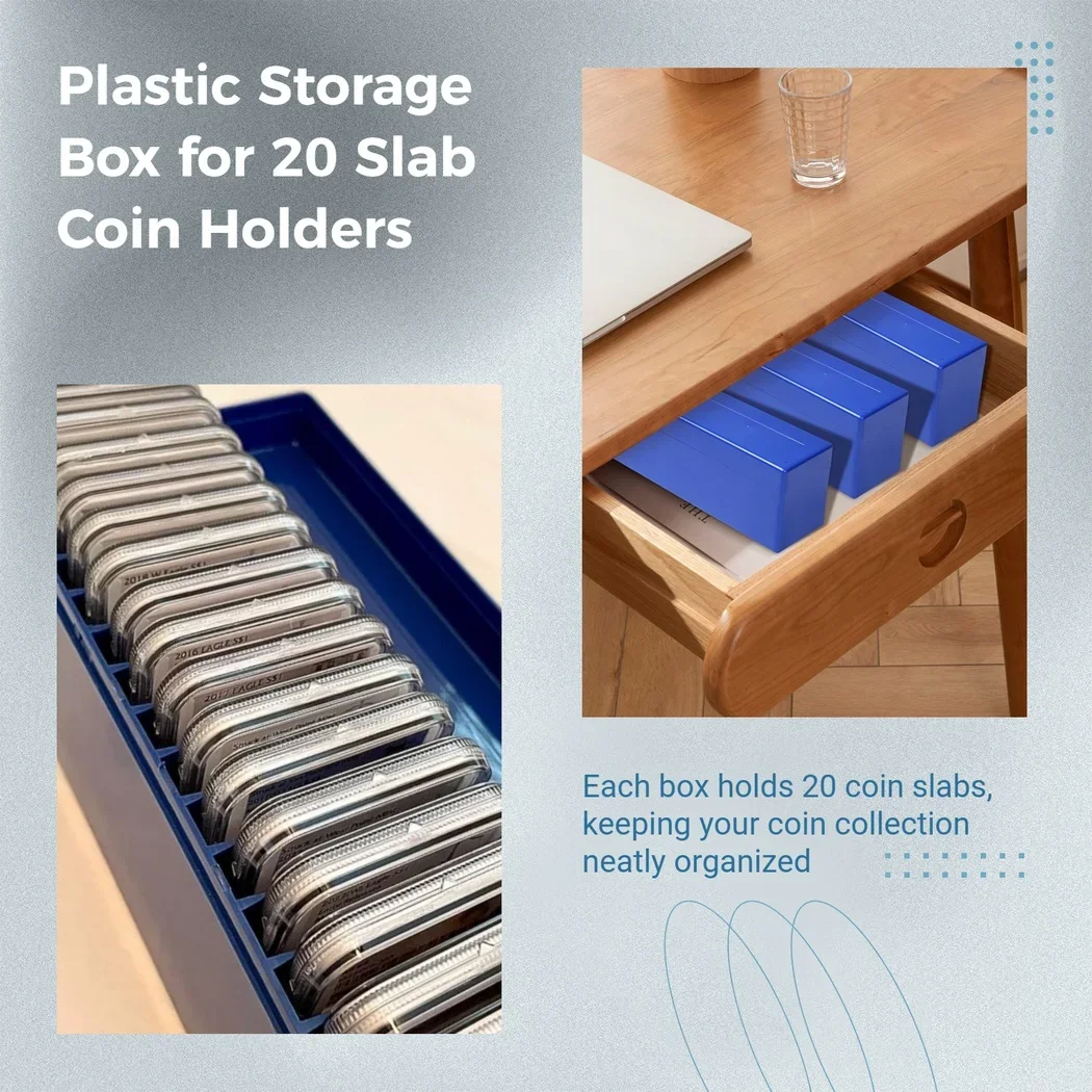Coin Slab Storage Boxes, Storage Cases Set, Compatível com PCGS, NGC, PMGab titulares, Moedas, 60, 3Pcs