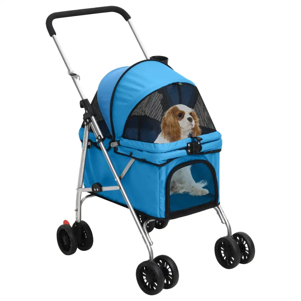 Folding Dog Stroller Blue 76x50x100cm Oxford Fabric