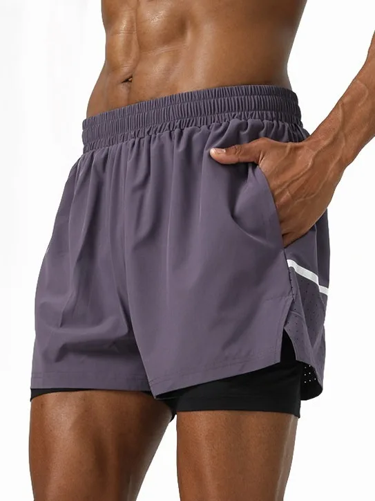 Ultra-Lightweight Quick-Dry Breathable Running Marathon Shorts Men's Sport Three-Quarter Length Two-In-One Training Pants