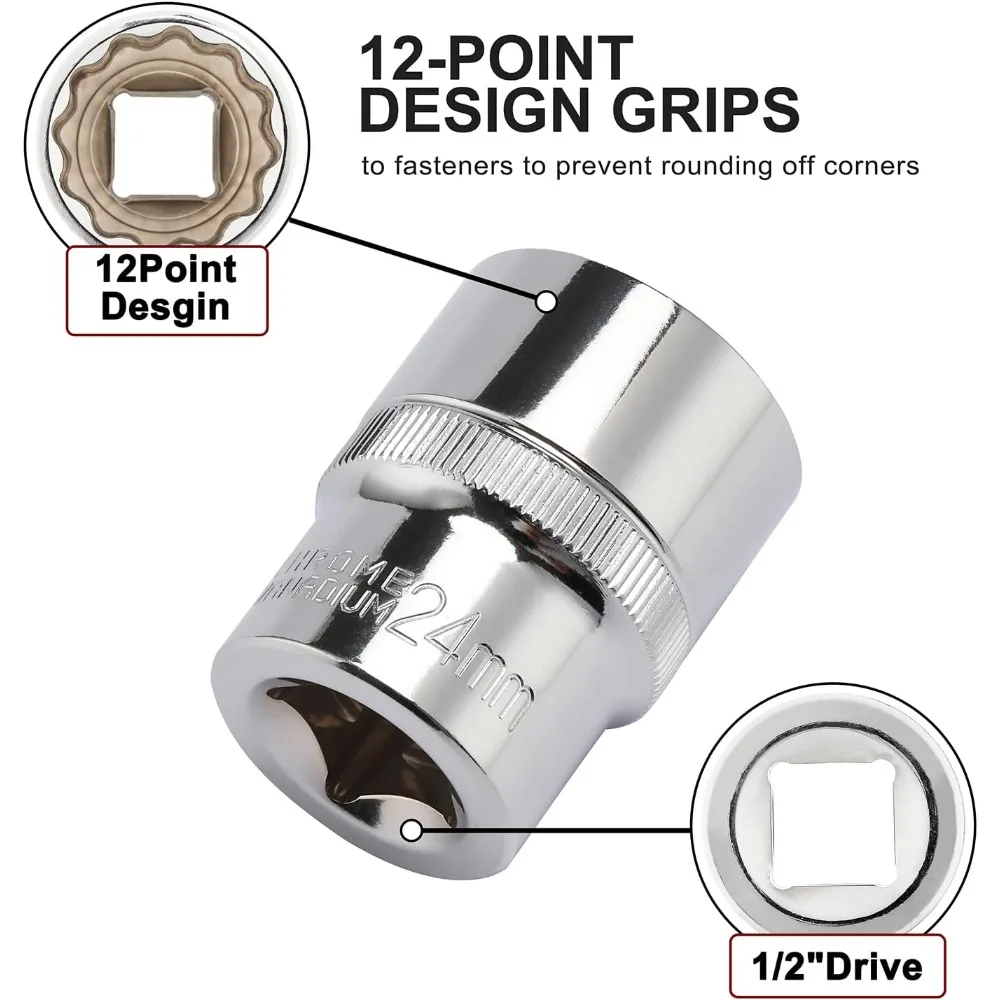 8-36mm Spline-Steckschlüsselsatz 1/2 Zoll Antrieb Universal Metrisch 12-Punkt Cr-V Mehrzahn-Steckschlüsselsatz für Auto-Reparatur Handwerkzeug – Detail 5