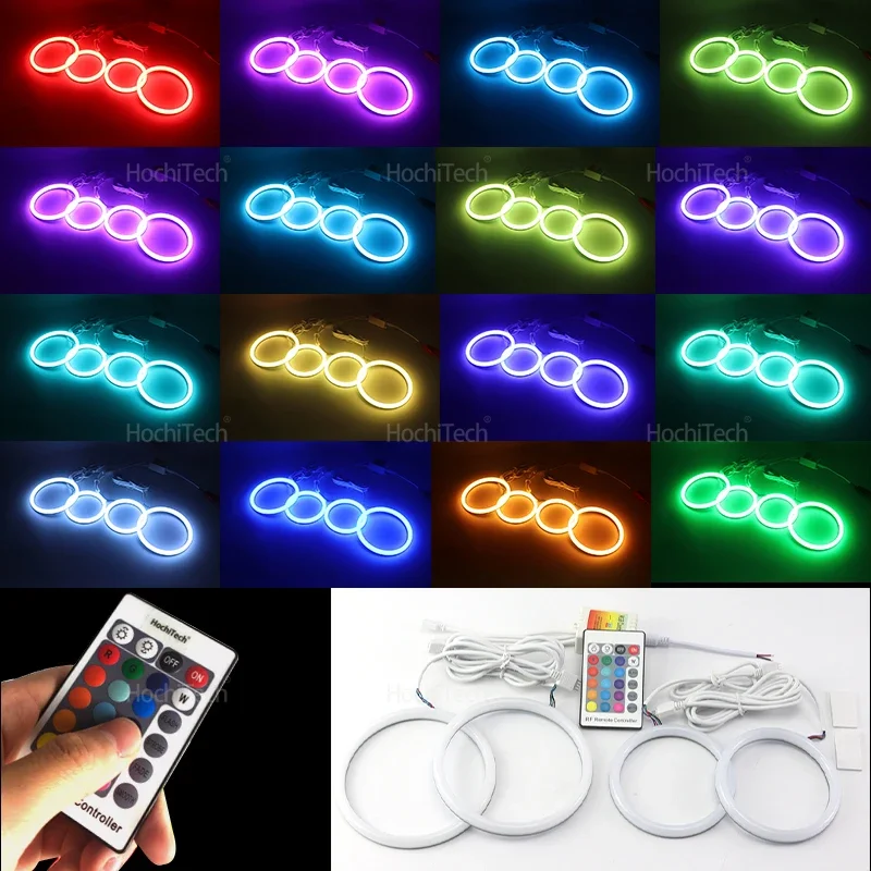 Wysokiej jakości 16-kolorowe bawełniane pierścienie LED Angel Eye RGB do Volkswagen VW Golf 5 Rabbit Jetta R32 V MK5 2004-2009 — zdjęcie 6