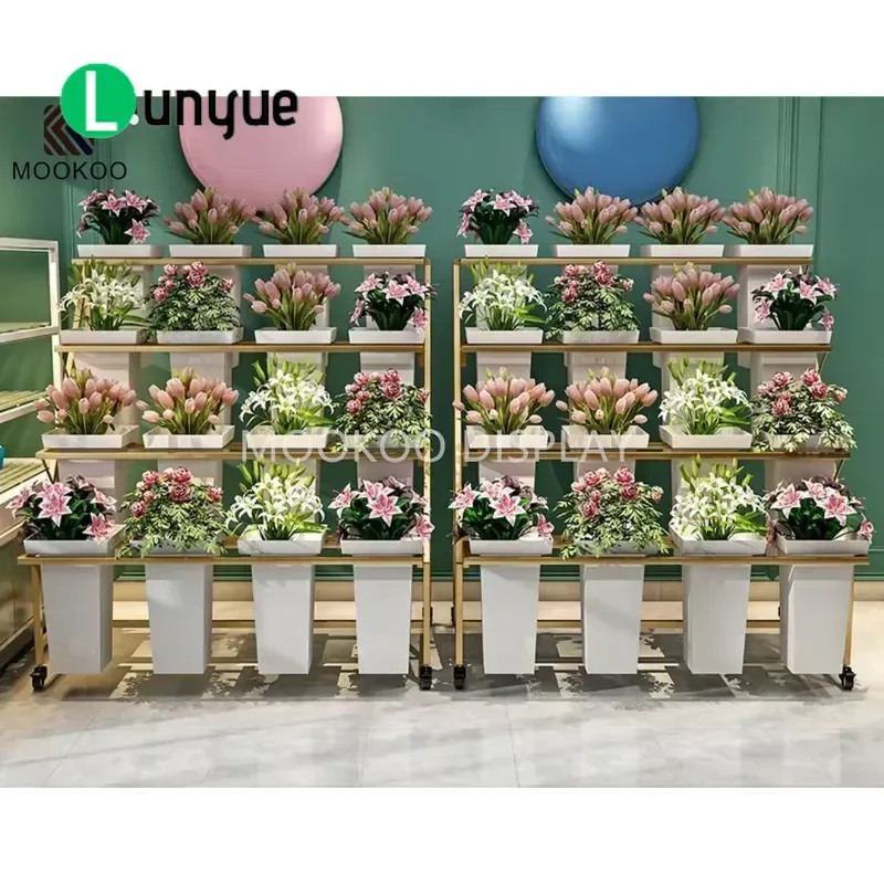 Multi Flower Display Stand Rolling Ladder Plant Stand for Home Garden Indoor Outdoor Decor Sturdy Metal Storage Rack