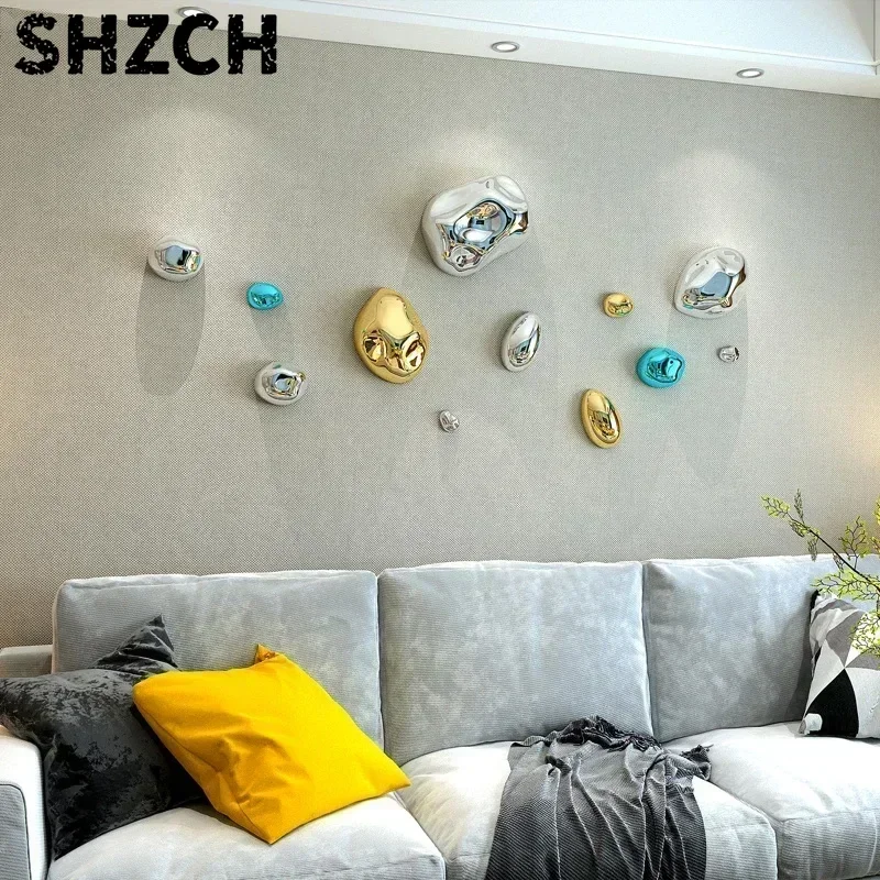 Living Room Wall Pendant Background Display Stereo Stone Wall Hanging Electroplating Simulation Stone Pendant Wall Decoration