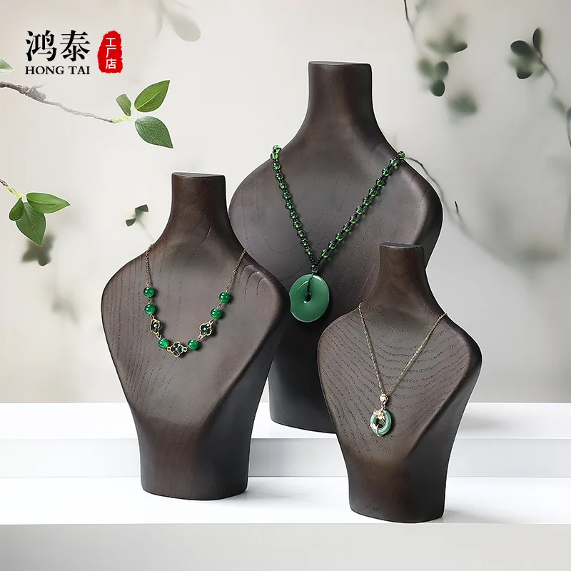 

Hongtai Solid Wood Portrait Stand Jade Jade Gold Portrait Neck Necklace Stand Showcase Display Necklace Display Stand