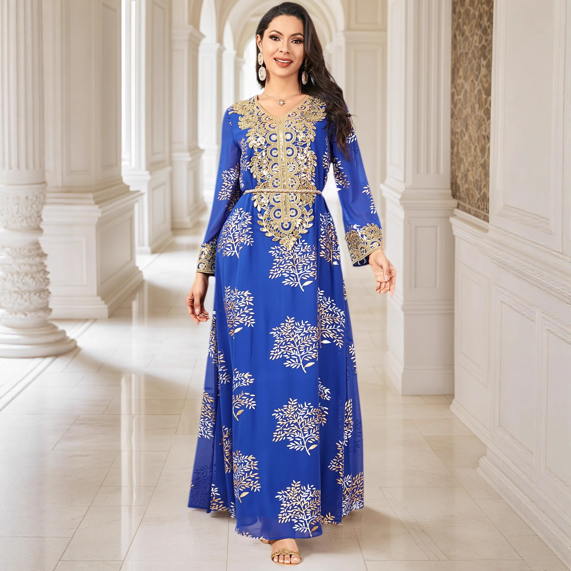 Sukienki damskie z Bliskiego Wschodu, arabskie, nowa moda, eleganckie, luźne, codzienne, modne, luksusowe, z nadrukiem, zdobione koralikami i haftem, odzież damska, abaja.