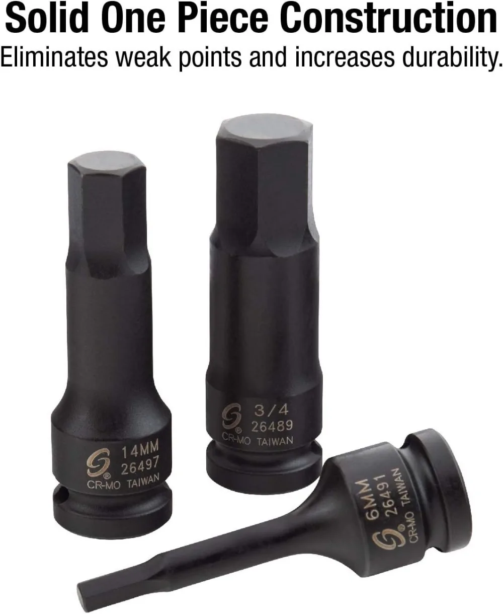 مجموعة مفكات سداسية من Drive Impact مقاس 1/2 بوصة، مكونة من 20 قطعة SAE/Metric، فولاذ Cr-Mo، حافظة شديدة التحمل، تلبي معايير ANSI #4