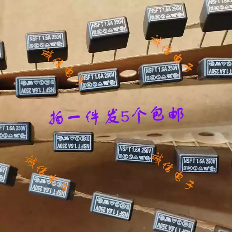 5-100pcs JET NSF 250V T1.6A T4A square fuse block copper foot fuse tube slow break delay