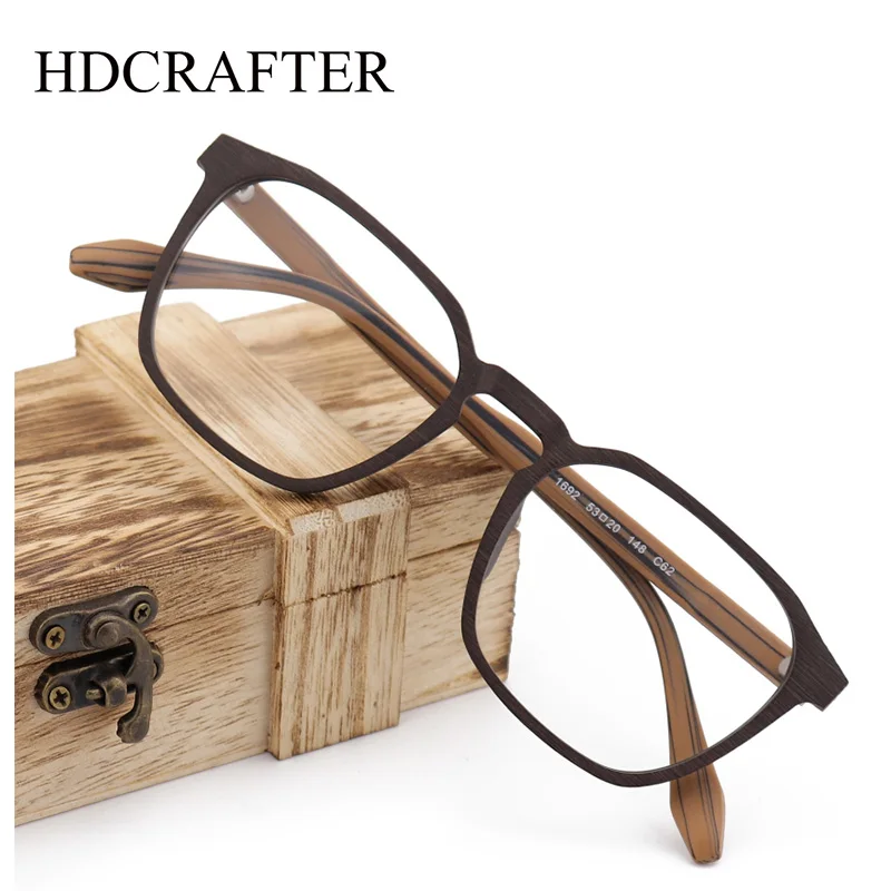 

HDCRAFTER Glasses Frame Men Women Wood Vintage Square Myopia Prescription Eyeglasses Frames 2020 Retro Optical Frame Eyewear