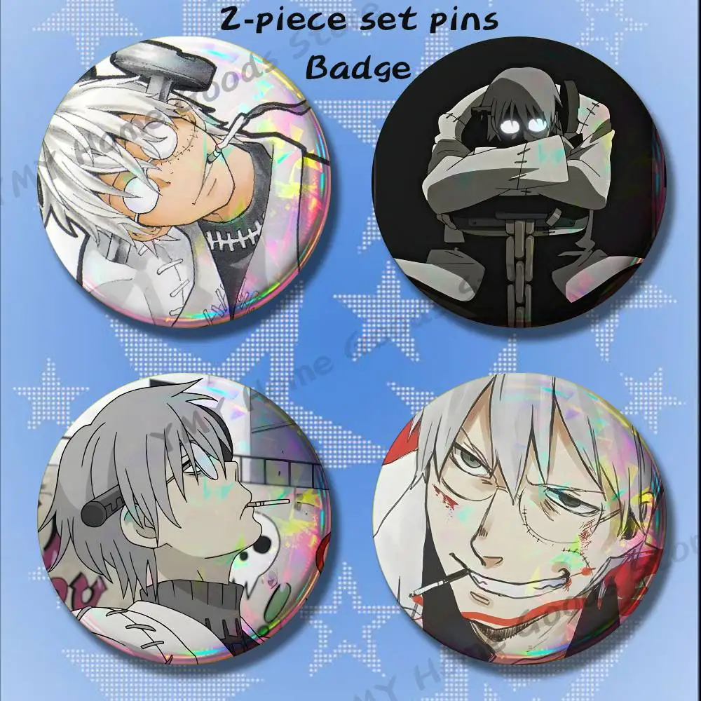 F-Franken Stein Cartoon S-Soul Eater Brooches for Backpack Accessories 25 32 44 58 75mm Round 2-piece set Free Mix