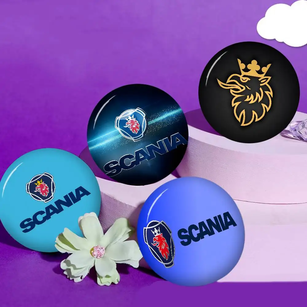 S-Scania LOGO Cartoon Brooches Anime Badge Round Handmade Brooch Lapel Pins Jewelry for Backpack Clothes Gifts