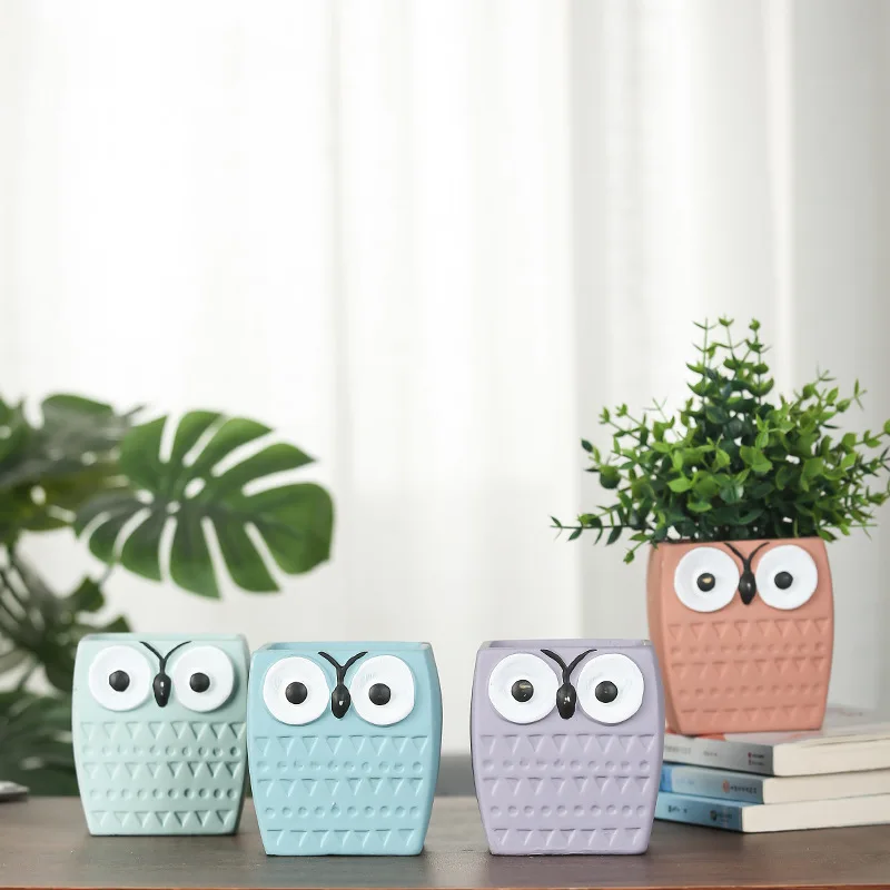 

Cute Owl Ceramic Flower Pot Succulent Pot Planter Home Decor Indoor Decoration Desktop Ornaments Bonsai Plant Pot