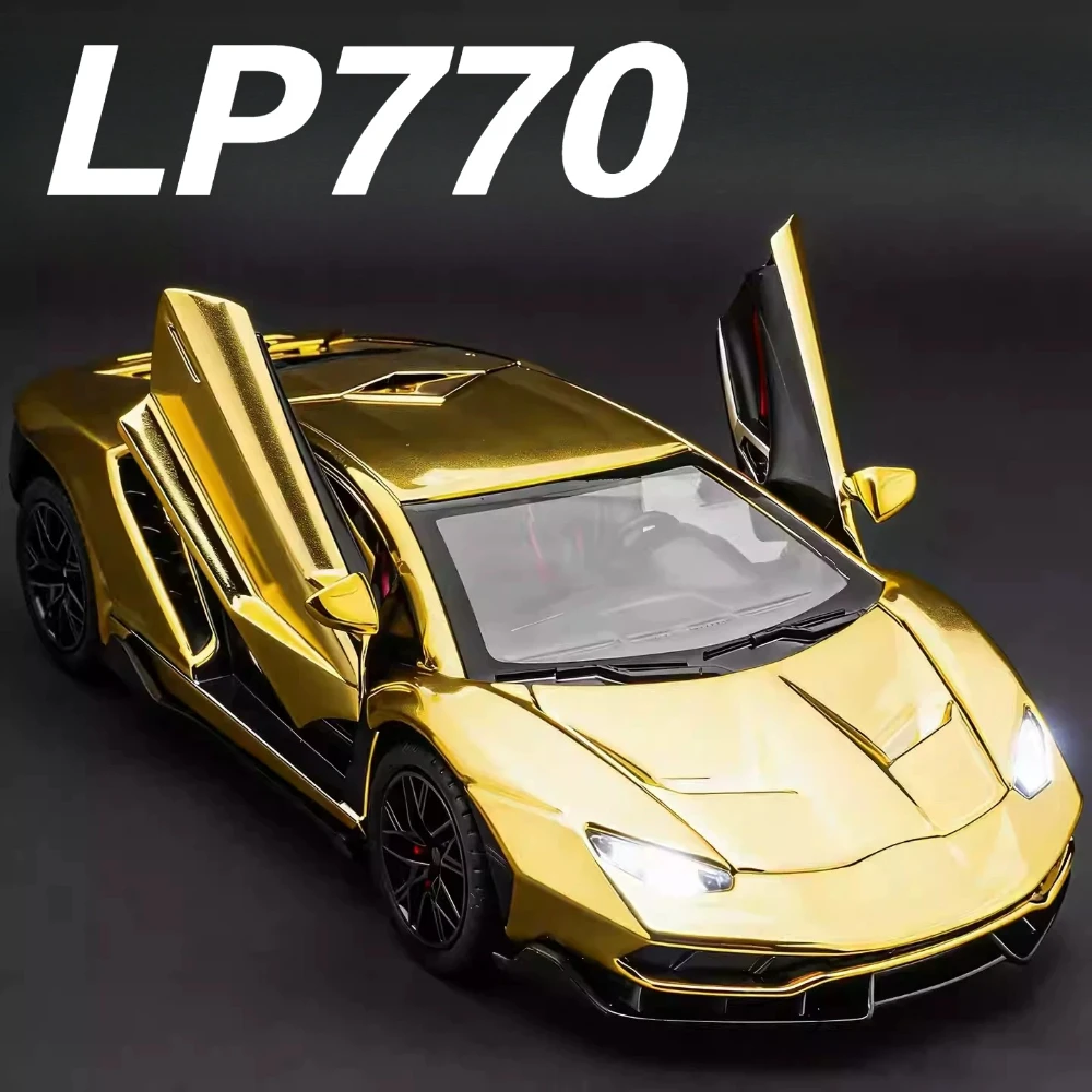 

1:24 Scale LP770 Revuelto Sports Car Model Toy Adjustable Tail Fin Supercar Shock Absorption Models for Holiday Presents