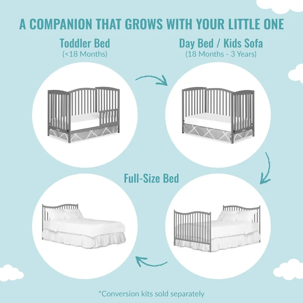 Chelsea 5-in-1 Convertible Crib, Steel Grey