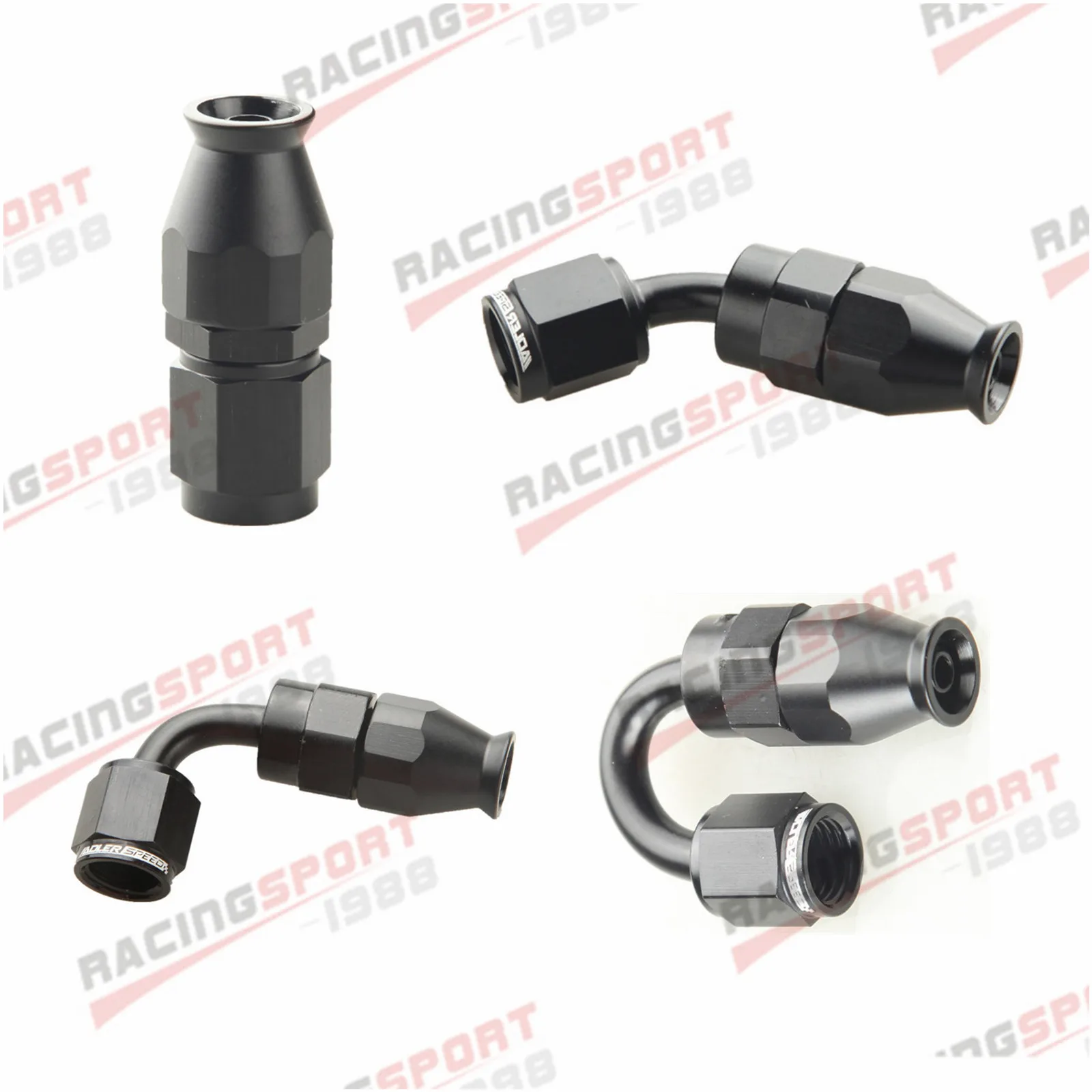 

For Swivel PTFE Oil Fuel Line Hose End Fitting AN4/6/8/10/12 Straight 0°/30°/45°/90°/180° Deg Reusable Hose End Fitting Adapter