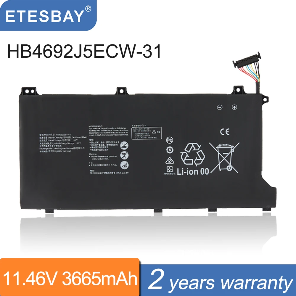 ETESBAY HB4692J5ECW-3 42Wh 3665mAh Laptop Battery Replacement for Huawei MateBook D 15 2020 15-53010TUY MagicBook VLT-W50