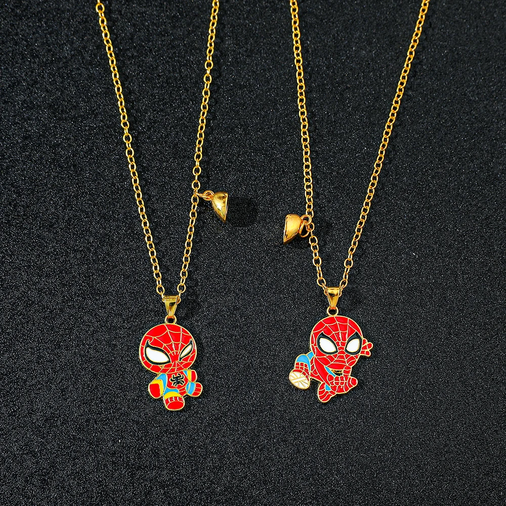 Marvel Superhero Spiderman Necklace for Best Friend Bff or Couple, Neck Accessories, Gifts, 2Pcs