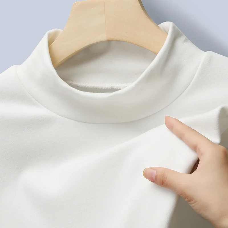 

Осенне-зимняя новая мужская однотонная теплая футболка с длинными рукавами, повседневная модная универсальная теплая футболка