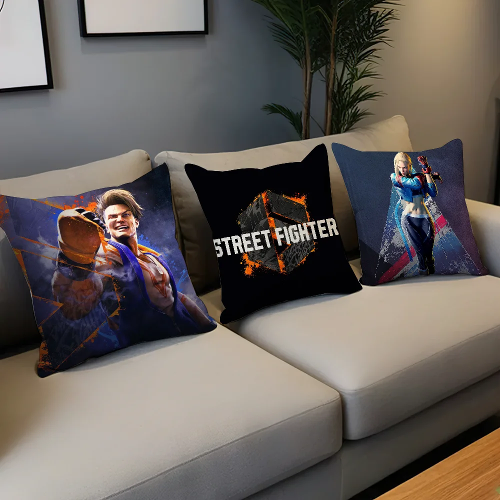 Game S-Street Fighter 6 cover Pillow Case Cushion Room Bedroom Sofa Living Backrest Car Square Headboard