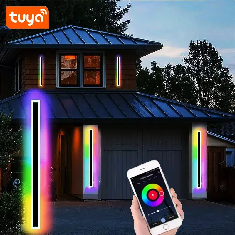 

Tuya Smart RGBIC Outdoor Long Linear Wall Lamp IP65 Waterproof 150CM 120CM 100CM Long Strip LED Exterior Wall Light