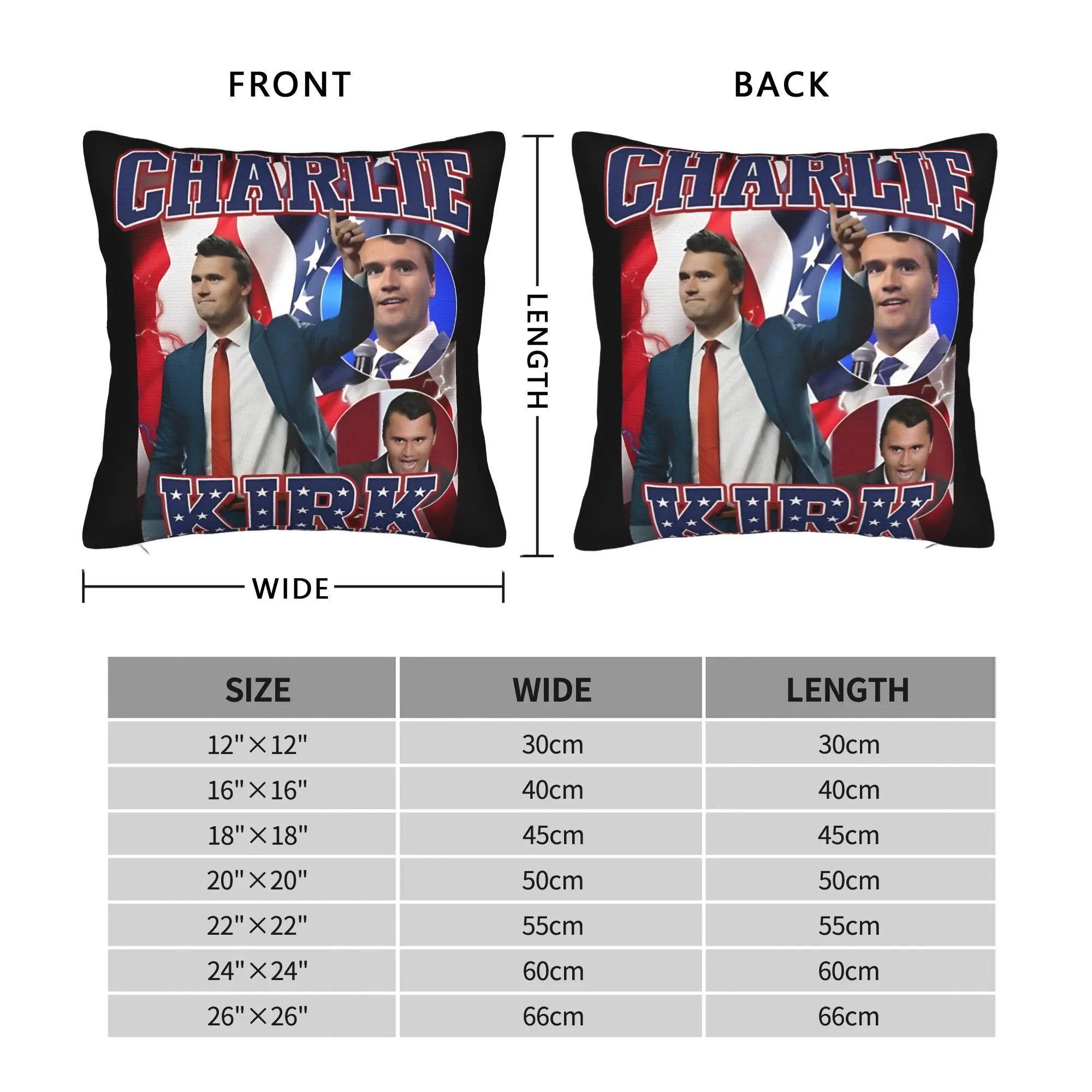 Charlie Kirk Bold Patriotic Stars Pillow Case  Novelty Pillow Cover Custom Pillowcases For Office Car Home Decor