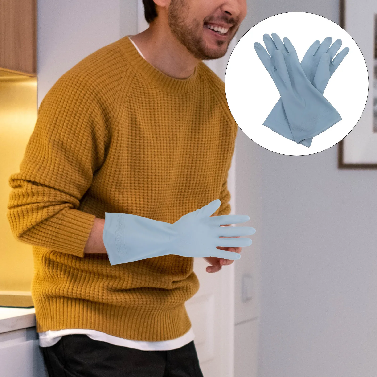 4Pairs Waterproof Rubber Dishwashing Gloves Kitchen Gloves for Cleaning Laundry Gardening Reusable Non-Slip Hand