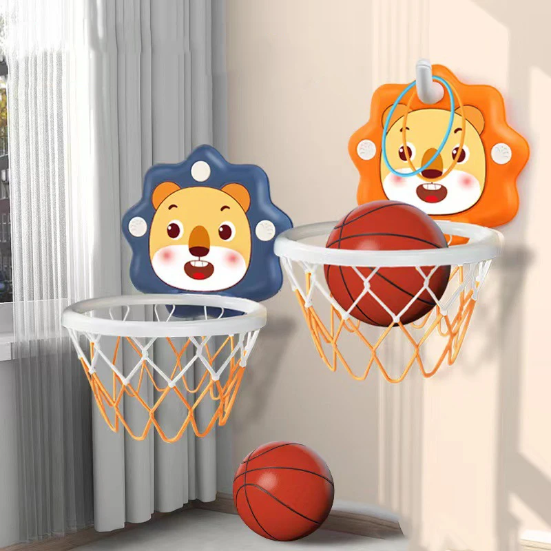 Mini obręcz do koszykówki z pompką do piłki Sporty halowe Bramka Gra Otwór Dinozaur Lew Tablice do koszykówki Dzieci Chłopiec Prezent