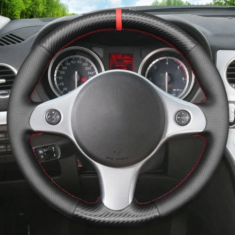 100% Fit Alfa Romeo 159 2005-2012 Brera Spider Sportwagon 2006-2011 Hand-stitched Black Genuine Leather Car Steering Wheel Cover