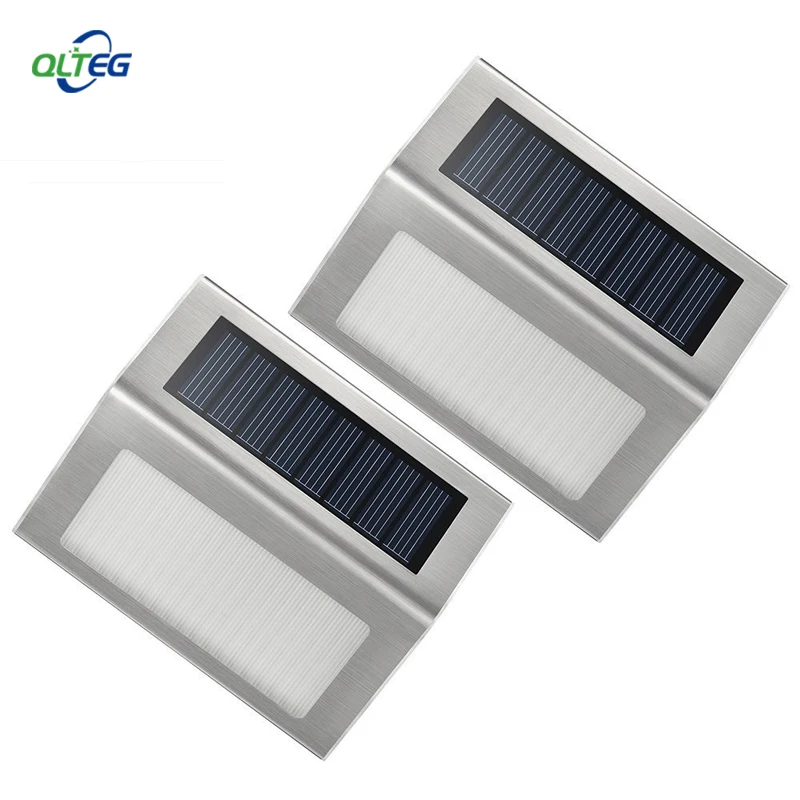 

3 leds Solar Stair Light Power LED Outdoor waterproof Garden Pathway Lamp Light Energy Saving LED Solar wall Lights Warm White