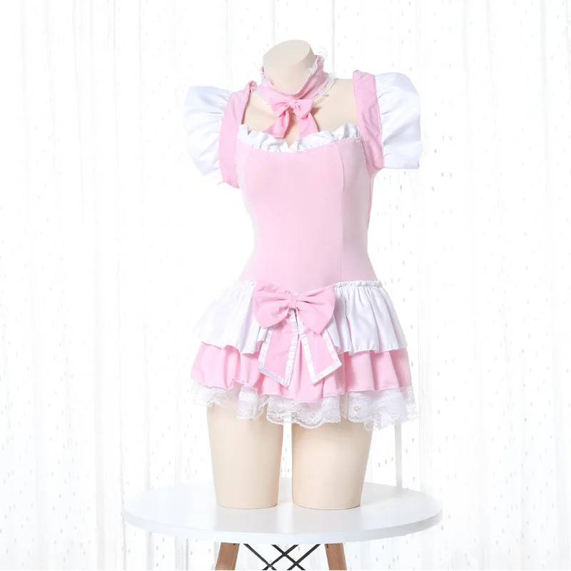 Lolita Leuke Lolita Jurk Roze Meisjeuitrusting Japanse Anime Cosplay Kostuum Schort Maid Uniform Kawaii Nachthemd Outfit Voor Vrouw