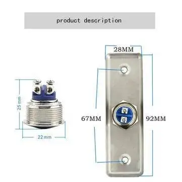 In Acciaio Inox Pannello di Tocco Campanello di Reset Momentaneo Viti Installazione Piede In Stretta Cornice Push Button Switch