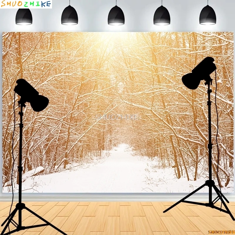 الشتاء الغابات الثلوج الطريق خلفيات للتصوير الفوتوغرافي عدم وضوح المشهد الثلج الطريق شجرة التنوب خلفية الصورة XD-08