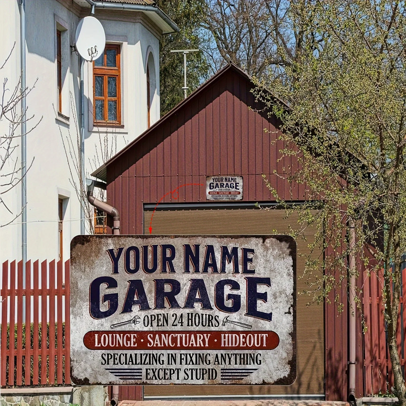 Custom 8x12" Retro Aluminum Sign for Car - Weatherproof Vintage Metal Plaque with Pre-drilled Holes for Garage Home Decor view 4