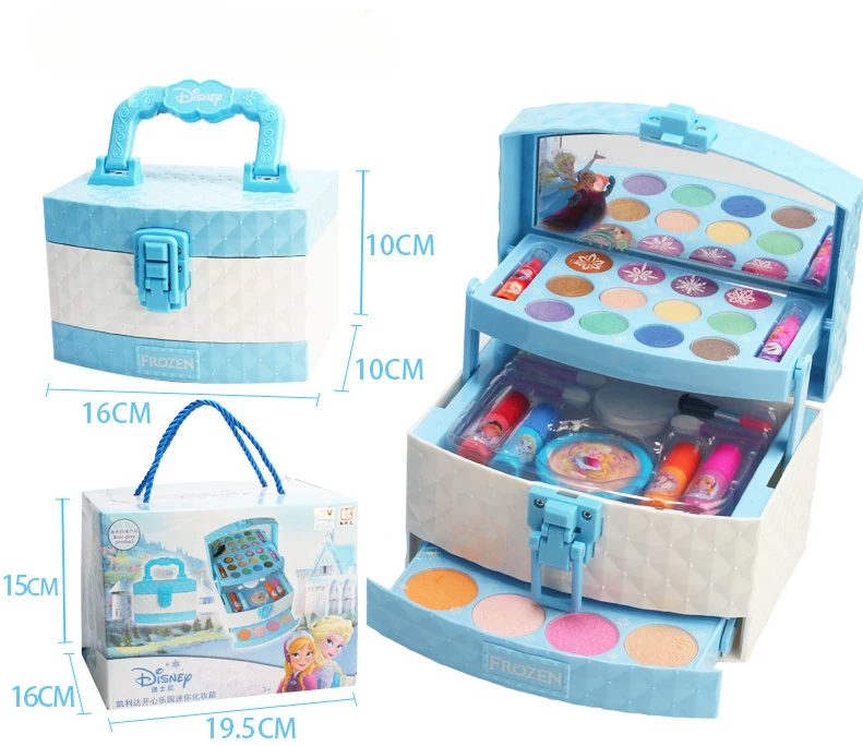 New Disney girls frozen 2 elsa anna princess Makeup suitcase Toys set Cosmetic case snow White Makeup Box Set  kids Toy Gift