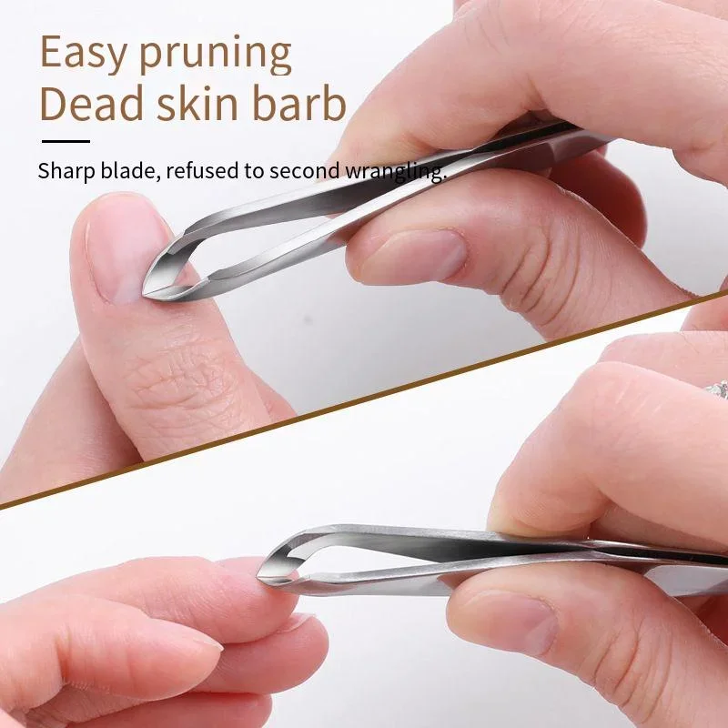 Nail Stainless Steel Scissors Dead Skin Removal Clean Tool  Nail Squeeze Straight Cuticle Manicure Tweezers Barb Cuticle Tool