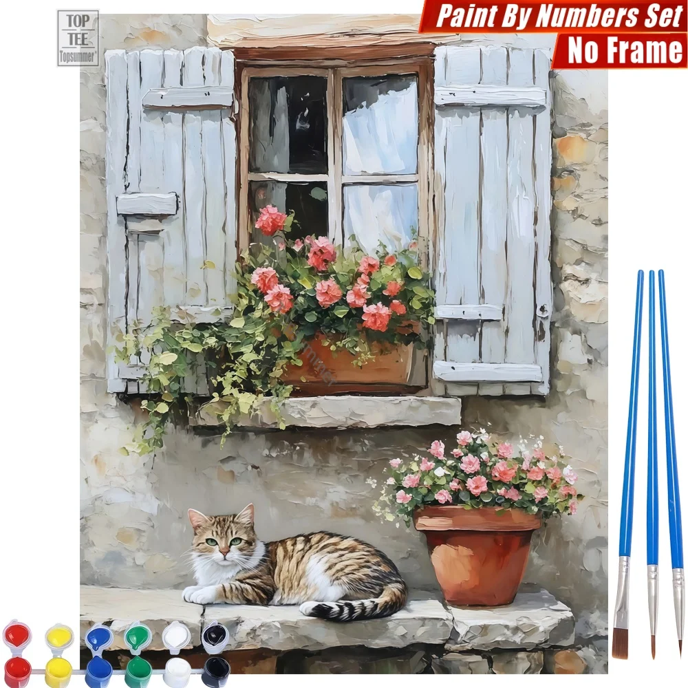 

Cozy Window Cat DIY Paints By Numbers Kit - Window Cat Cozy Home Wall Decor Valentine's Day Gift For Daughter