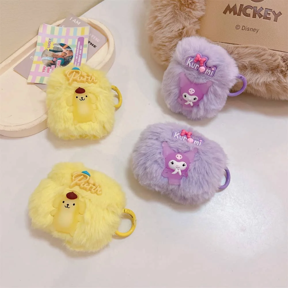 Наушники Аксессуары для AirPods Pro 2rd Симпатичные Мультяшные Sanrio ролевые Kuromi светящиеся наушники для Air Pods 1 2 3 мягкий плюшевый защитный чехол