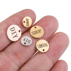 100pcs/lot Custom Laser Engrave Name LOGO Stainless Steel Personalized Customized Gold-Plate Blank Dog Tags Charms DIY