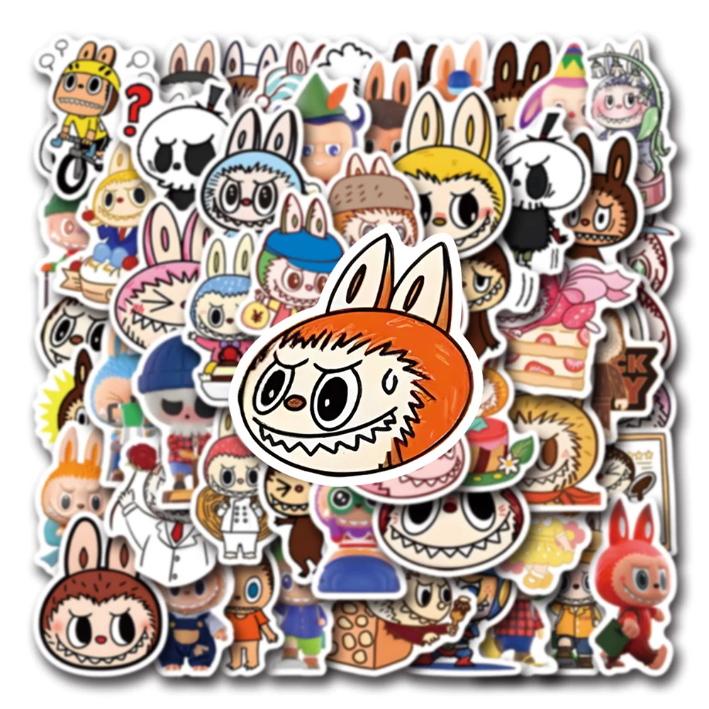 10/30/55pcs Kawaii Cartoon Labubu Stickers Cute Decals for Kids Toy Waterproof DIY Suitcase Phone Case Laptop Graffiti Sticker