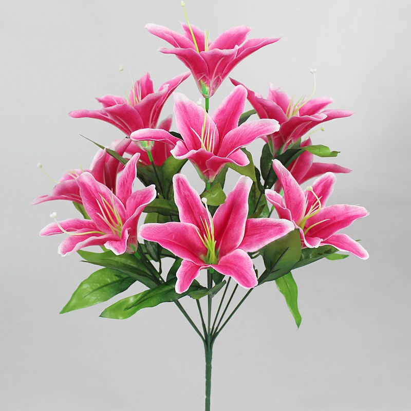 

Multicolor Artificial Lily Flowers, European Fake Plants, Bridal Bouquet, Wedding, Home Party, Garden Decoration, 10 Heads