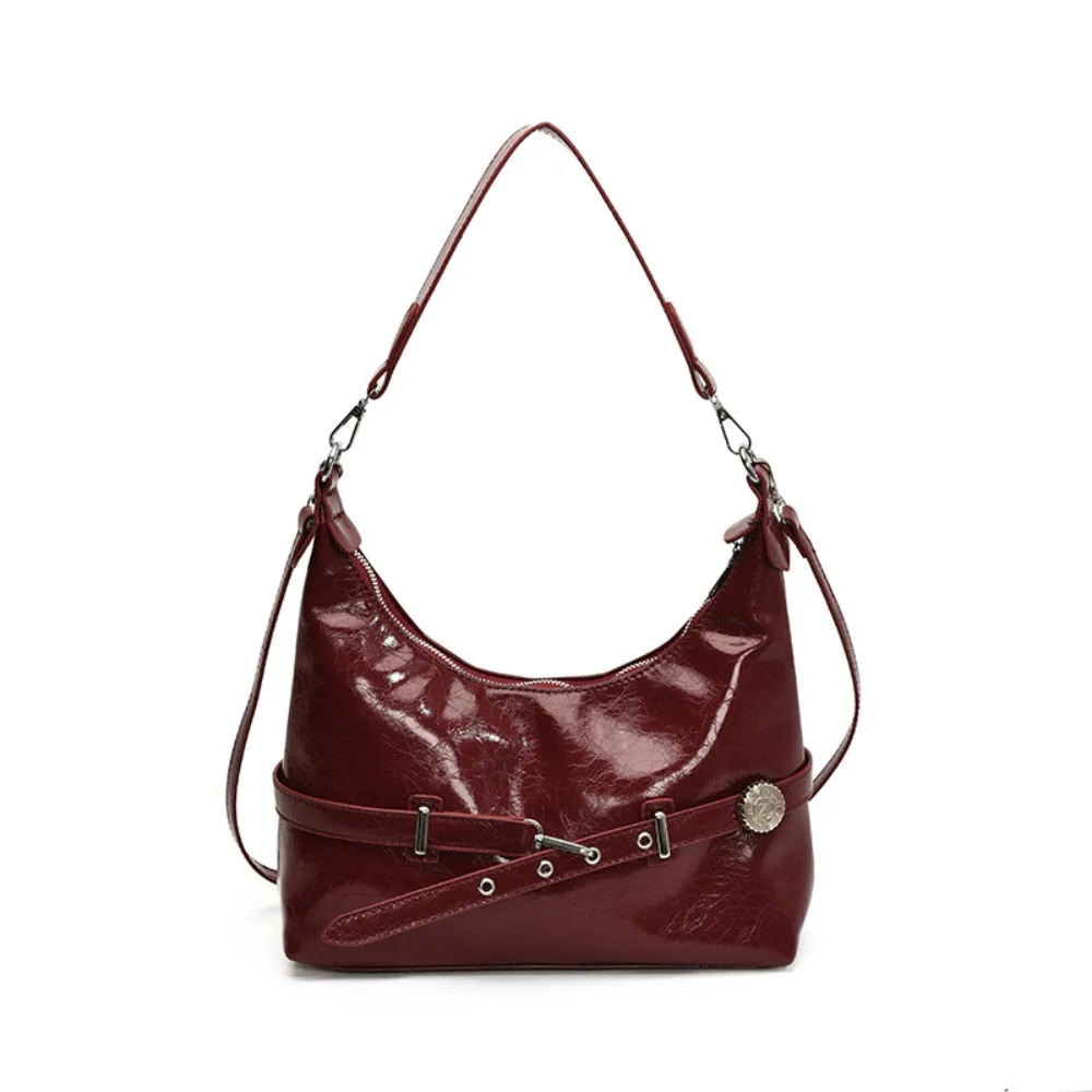 

Portable French Buckle Shoulder Bag Solid Color Leisure Leather Underarm Bag Commuting Y2k Women's Armpit Bag Daily